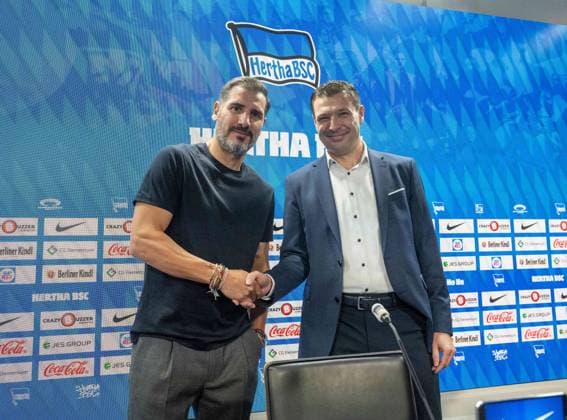 Fussball, Herren, Saison 2024 2025, 2. Bundesliga, Hertha BSC, Pressekonferenz, Vorstellung des neuen Trainers Cristian Fiel, v. l. , 25.06. 2024,