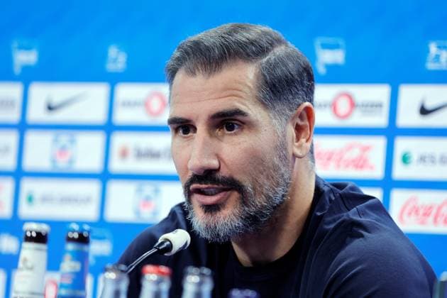 Trainer Cristian Fiel, Deutschland, Berlin, Sportpark, Fussball, Herren, Saison 2024 2025, 2. Bundesliga, Hertha BSC, Pressekonferenz, Vorstellung des neuen Trainers Cristian Fiel