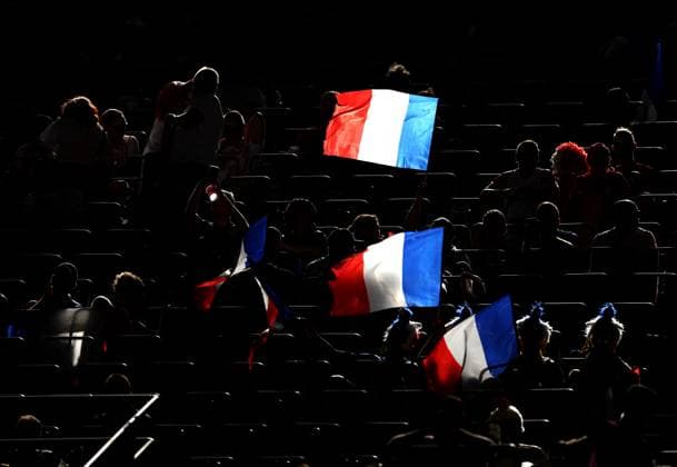 French fans wave their national flags in the stadium ahead of the game France v Poland, UEFA European Championship, EM, Europameisterschaft 2024, Group D, Football, BVB Stadion, Dortmund, Germany, 25 Jun 2024 EDITORIAL USE ONLY No use with unauthorised audio, video, data, fixture lists, club league logos or live services. Online in-match use limited to 120 images, no video emulation. No use in betting, games or single club league player publications. Copyright: xPaulxCurrie Shutterstockx 14555523p