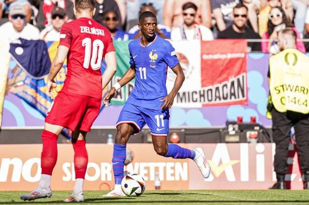 2024-06-25 France v Poland - Group D - UEFA EURO, EM, Europameisterschaft,Fussball 2024 DORTMUND, GERMANY - JUNE 25: Ousmane Dembele of France dribbles during the Group D - UEFA EURO 2024 match between France and Poland at BVB Stadion Dortmund on June 25, 2024 in Dortmund, Germany. (Photo by Joris Verwijst BSR Agency) Dortmund Germany Content not available for redistribution in The Netherlands directly or indirectly through any third parties. Copyright: xBSRxAgencyx