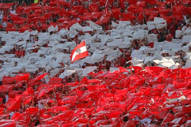 Sport Bilder des Tages Berlin, Deutschland, 25.06.2024: Olympiastadion: Fußball-EM 2024, Gruppe D, Niederlande - Österreich: Österreichische Fans Copyright: xdtsxNachrichtenagenturx dts_41711