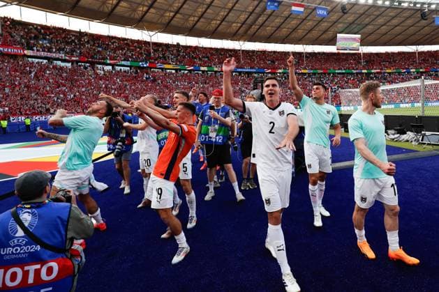 BERLIN, Olympia Stadium , 25-06-2024 , European Football Championship Euro2024, Group stage match no.31 between Netherlands and Austria, Austria celebrating the 2-3 win Netherlands - Austria (Euro2024)  x25596940x Copyright: