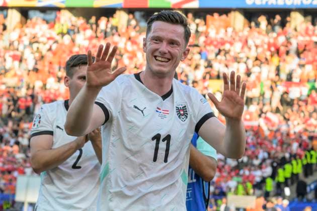 GER, Berlin, Fussball, Oesterreich vs. Niederlande, Gruppe D, Gruppenphase, UEFA EURO, EM, Europameisterschaft,Fussball 2024, SP, Olympia - Stadion Berlin, Michael Gregoritsch (Austria), Sieg, 2:3, Endstand, Jubel, Freude, jubeln, 25.06. 2024, Copyright: HMBxMedia UwexKoch