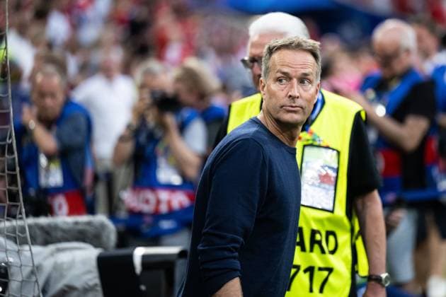 240625 Head coach Kasper Hjulmand of Denmark ahead of the UEFA EURO, EM, Europameisterschaft,Fussball 2024 Football Championship match between Denmark and Serbia on June 25, 2024 in Munich. Photo: Mathias Bergeld BILDBYRAN kod MB MB0940 fotboll football soccer fotball fotbolls-em europamästerskap em uefa euro uefa european football championship euro 2024 danmark denmark serbien serbia bbeng Copyright: MATHIASxBERGELD BB240625MB037