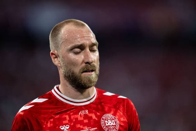 240625 Christian Eriksen of Denmark looks dejected during the UEFA EURO, EM, Europameisterschaft,Fussball 2024 Football Championship match between Denmark and Serbia on June 25, 2024 in Munich. Photo: Mathias Bergeld BILDBYRAN kod MB MB0940 fotboll football soccer fotball fotbolls-em europamästerskap em uefa euro uefa european football championship euro 2024 danmark denmark serbien serbia bbeng depp Copyright: MATHIASxBERGELD BB240625MB057