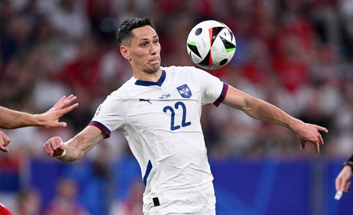 Fussball Euro 2024 Gruppe C 25.06.2024 Daenemark - Serbien Sasa Lukic (Serbien)