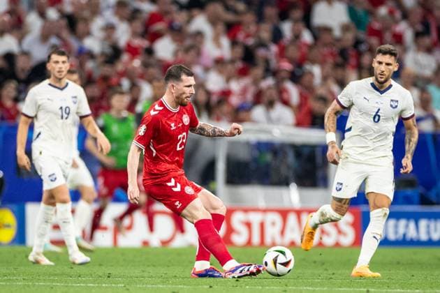 UEFA EURO, EM, Europameisterschaft,Fussball 2024: Dänemark - Serbien; 25.06.2024 Pierre-Emile Hojbjerg (Dänemark, 23) UEFA EURO 2024: Dänemark - Serbien; Munich Football Arena, München; 25.06.2024 Copyright: xBEAUTIFULxSPORTS Buriakovx