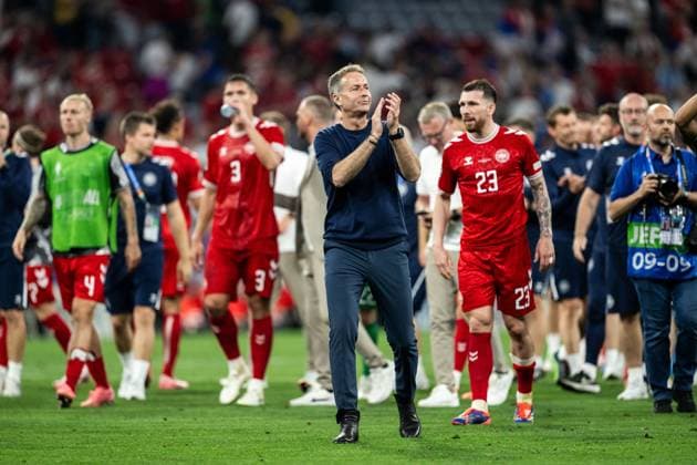 240625 Head coach Kasper Hjulmand of Denmark after the UEFA EURO, EM, Europameisterschaft,Fussball 2024 Football Championship match between Denmark and Serbia on June 25, 2024 in Munich. Photo: Mathias Bergeld BILDBYRAN kod MB MB0940 fotboll football soccer fotball fotbolls-em europamästerskap em uefa euro uefa european football championship euro 2024 danmark denmark serbien serbia bbeng Copyright: MATHIASxBERGELD BB240625MB106