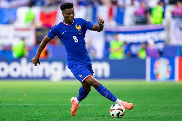 France Vs Poland during the UEFA EURO, EM, Europameisterschaft,Fussball 2024 match in Dortmund, Germany Aurelien Tchouameni of France seen in action during the UEFA EURO 2024 group stage match between France and Poland at Football Stadium Dortmund. Copyright: xMikolajxBarbanellx