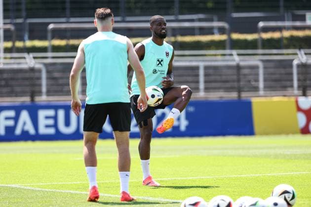 SOCCER - UEFA EURO, EM, Europameisterschaft,Fussball 2024 BERLIN,GERMANY,26.JUN.24 - SOCCER -UEFA EURO 2024, OEFB, Oesterreichischer Fussball-Bund, training. Image shows Maximilian Entrup and Kevin Danso (AUT).  GEPAxpictures xArminxRauthner