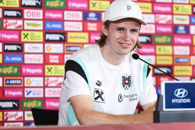 Sport Themen der Woche KW26 Sport Bilder des Tages SOCCER - UEFA EURO, EM, Europameisterschaft,Fussball 2024 BERLIN,GERMANY,26.JUN.24 - SOCCER -UEFA EURO 2024, OEFB, Oesterreichischer Fussball-Bund, press conference, PK, Pressekonferenz Image shows Patrick Wimmer (AUT).  GEPAxpictures xArminxRauthner