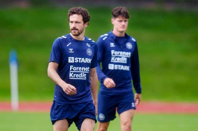 Thomas Delaney (L) and Christian Noergaard during the national team, Nationalteam s training in Freudenstadt, Germany Wednesday, June 26, 2024. (Photo: Liselotte Sabroe Ritzau Scanpix) , Freudenstadt Tyskland Copyright: Ritzau Scanpix LiselottexSabroex spdk20240626-162025-L