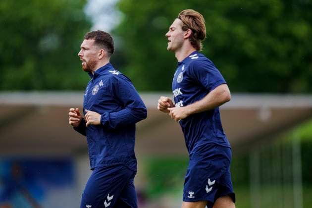 Pierre Emile Hoejbjerg (L) and Joachim Andersen during the national team, Nationalteam s training in Freudenstadt, Germany Wednesday, June 26, 2024. (Photo: Liselotte Sabroe Ritzau Scanpix) , Freudenstadt Tyskland Copyright: Ritzau Scanpix LiselottexSabroex spdk20240626-164506-L