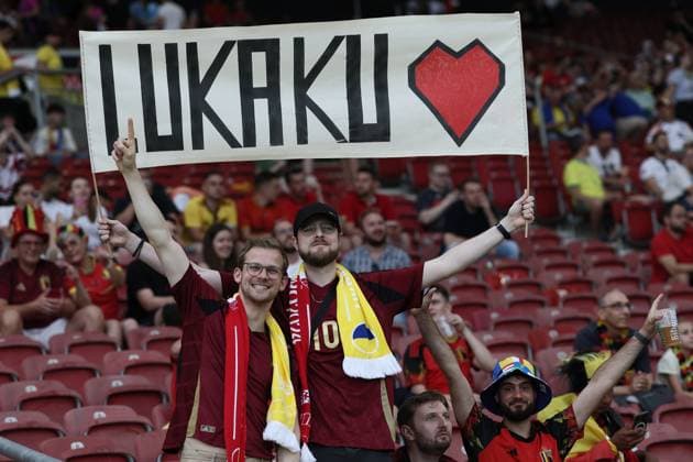 Belgium s supporters hold a banner that reads Lukaku heart before a soccer game between Ukraine and Belgian national soccer team Red Devils, Wednesday 26 June 2024 in Stuttgart, Germany, the third match in the group stage of the UEFA EURO, EM, Europameisterschaft,Fussball 2024 European championships. BRUNOxFAHY  x95317963x