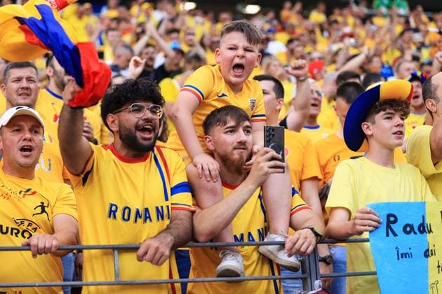Football - UEFA EURO, EM, Europameisterschaft,Fussball 2024 - Group E - Slovakia v Romania 26th June 2024 - UEFA EURO 2024 - Group E - Slovakia v Romania - A young Romania fan - Photo: Simon Stacpoole Offside. Frankfurt Germany Copyright: xSimonxStacpoolexOffside
