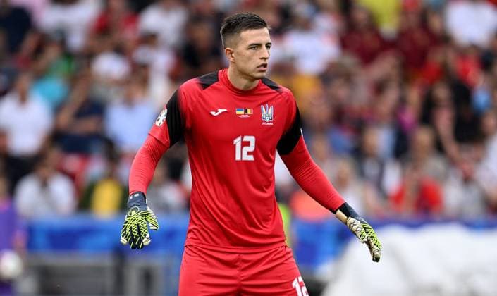 Fussball Euro 2024 Gruppe E 26.06.2024 Ukraine - Belgien Torwart Anatoliy Trubin (Ukraine)