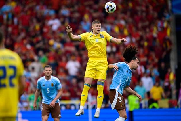 Ukraine v Belgium Group E - UEFA EURO, EM, Europameisterschaft,Fussball 2024 STUTTGART, GERMANY - JUNE 26 : Artem Dovbyk forward of Ukraine during the UEFA EURO 2024 European Football Championship tournament group E stage match between Ukraine and Belgium at Stuttgart Arena on June 26, 2024 in Stuttgart, Germany, 26 06 2024 Stuttgart Germany  Copyright: xPeterxDexVoechtx