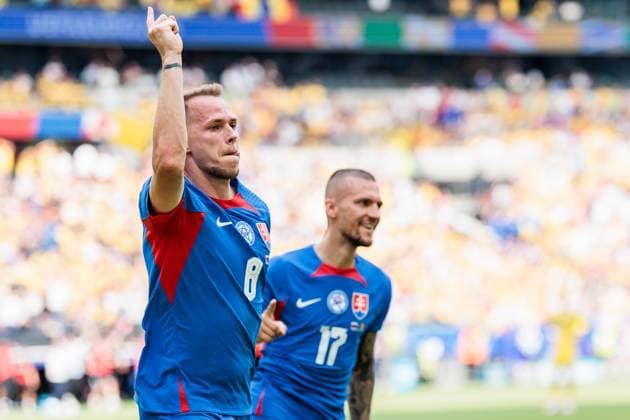 UEFA EURO, EM, Europameisterschaft,Fussball 2024: Slowakei - Rumänien; 26.06.2024 Jubel zum 1:0 durch Ondrej Duda (Slowakei, 8) UEFA EURO 2024: Slowakei - Rumänien; Frankfurt Arena, Frankfurt am 26.06.2024 Copyright: xBEAUTIFULxSPORTS Wunderlx