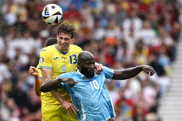 Db Stoccarda (Germania) 26 06 2024 - Euro 2024 Ucraina-Belgio foto Daniele Buffa Image nella foto: Romelu Lukaku-Illya Zabarnyi 