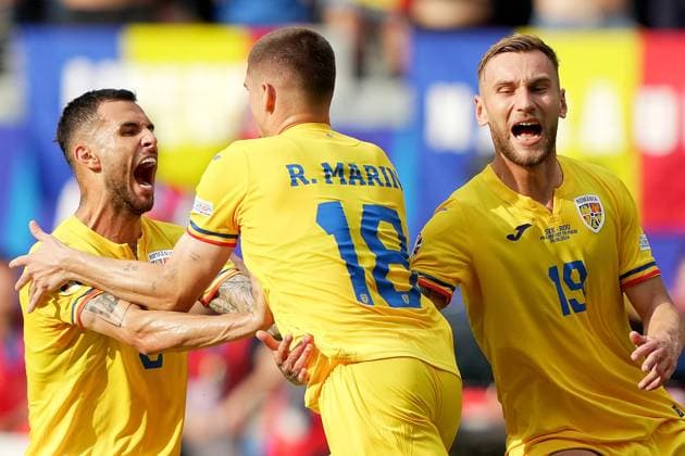 Sport Themen der Woche KW26 Sport Bilder des Tages Romania s Razvan Marin celebrates after scoring 1-1 during the Euro 2024 soccer match between Slovakia and Romania at the Frankfurt Arena , Frankfurt , Germany - Wednesday 26 June 2024. - Soccer .  Copyright: xSpada LaPressex