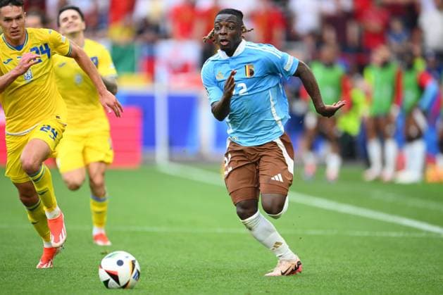 Ukraine v Belgium Group E - UEFA EURO, EM, Europameisterschaft,Fussball 2024 STUTTGART, GERMANY - JUNE 26 : Doku Jeremy forward of Belgium in action pictured during the UEFA EURO 2024 European Football Championship tournament group E stage match between Ukraine and Belgium at Stuttgart Arena on June 26, 2024 in Stuttgart, Germany, 26 06 2024 Stuttgart Germany  Copyright: xVincentxKalutx
