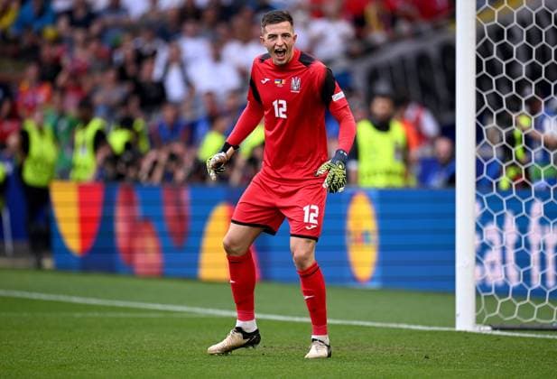 Fussball Euro 2024 Gruppe E 26.06.2024 Ukraine - Belgien Torwart Anatoliy Trubin (Ukraine)