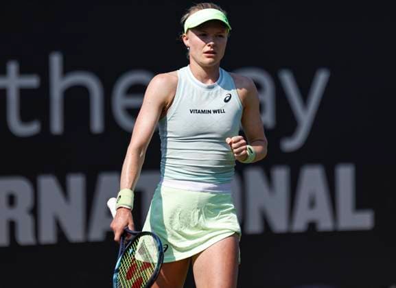 26th June 2024; Devonshire Park, Eastbourne, East Sussex, England: Rothesay International Eastbourne, Day 3, Harriet Dart (GBR) shows emotion against Sofia Kenin (USA) in her womens singles match  ActionPlus12660857 HongboxChen