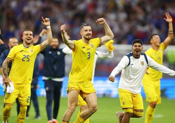 Radu Dragusin of Romania celebrates at full time Slovakia v Romania, UEFA European Championship, EM, Europameisterschaft 2024, Group E, Football, Frankfurt Arena, Frankfurt am Main, Germany - 26 Jun 2024 EDITORIAL USE ONLY No use with unauthorised audio, video, data, fixture lists, club league logos or live services. Online in-match use limited to 120 images, no video emulation. No use in betting, games or single club league player publications.  Copyright: xKieranxMcManus Shutterstockx 14555603by