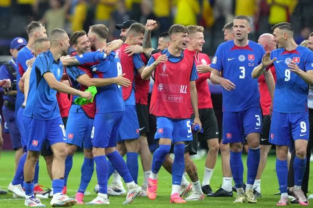 Slovakia s players during the Euro 2024 soccer match between Slovakia and Romania at the Frankfurt Arena , Frankfurt , Germany - Wednesday 26 June 2024. - Soccer .  Copyright: xSpada LaPressex