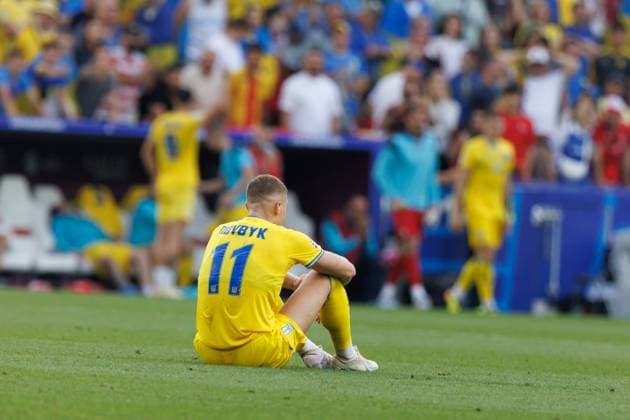 Artem Dovbyk seen after UEFA EURO, EM, Europameisterschaft,Fussball 2024 game between national teams of Ukraine and Belgium at MHPArena, Stuttgart, Germany Stuttgart MHPArena Germany Copyright: xMaciejxRogowskix ukrbel-1-2