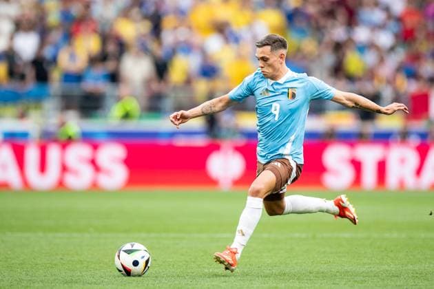 UEFA EURO, EM, Europameisterschaft,Fussball 2024: Ukraine - Belgien; 26.06.2024 Leonardo Trossard (Belgien, 9) UEFA EURO 2024: Ukraine - Belgien; Stuttgart Stadion, Stuttgart; 26.06.2024 Copyright: xBEAUTIFULxSPORTS Buriakovx