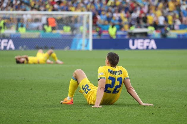 Sport Bilder des Tages Germany - UEFA EURO, EM, Europameisterschaft,Fussball 2024 - Ukraine vs Belgium - 26 06 2024 GERMANY, STUTTGART, JUNE 26. sadness of Mykola Matviyenko of Ukraine after the elimination of the Ukraine team during the UEFA EURO 2024 group E stage match between Ukraine and Belgium. On June 26, 2024 at Stuttgart Arena in Stuttgart, Germany. Photo by Manuel Blondeau AOP.Press Stuttgart Stuttgart Arena Germany Copyright: x ManuelxBlondeau AOP.Pressx AOP20240626 0046