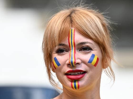 A Romanian supporter cheers on her favorites during the UEFA EURO 2024 football match between Slovakia and Romania at the Frankfurt Arena in Frankfurt, Wednesday, June 26, 2024 Frankfurt Copyright: xRazvanxPasarica SPORTxPICTURESx