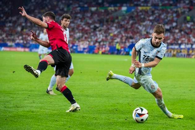 UEFA EURO, EM, Europameisterschaft,Fussball 2024: Georgien - Portugal; 26.06.2024 Francisco Conceicao (Portugal, 26). UEFA EURO 2024: Georgien - Portugal; Arena AufSchalke, Gelsenkirchen, am 26.06.2024 Copyright: xBEAUTIFULxSPORTS Meuselx
