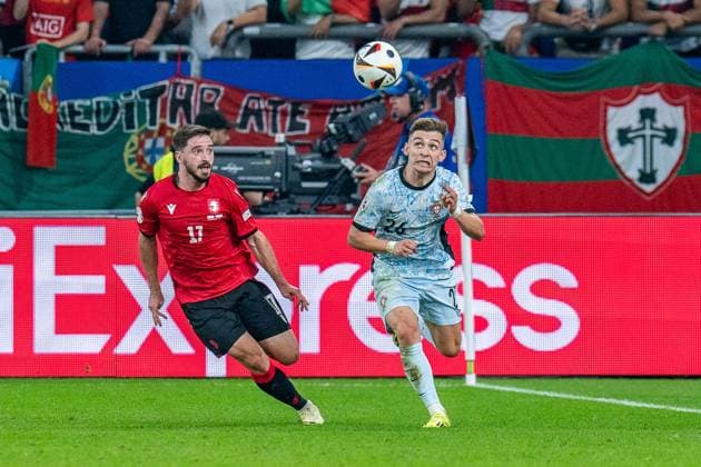 Francisco Conceicao (Portugal, 26) Otar Kiteshivili (Georgien, 17) Georgien vs. Portugal, Herren, Fussball, 3. Spieltag, EURO 2024, 26.06.2024, Europameisterschaft, Gruppe F Georgien vs. Portugal, Herren, Fussball, 3. Spieltag, EURO 2024, 26.06.2024, Europameisterschaft, Gruppe F Gelsenkirchen Copyright: xEibner-Pressefoto BahhoxKarax EP_GEO