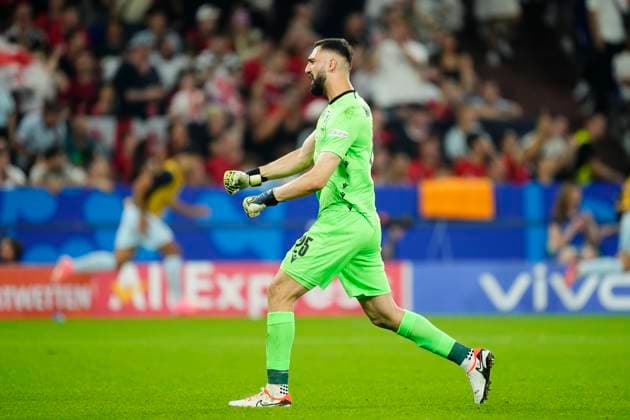 Georgia v Portugal: Group F - UEFA EURO, EM, Europameisterschaft,Fussball 2024 Giorgi Mamardashvili goalkeeper of Georgia and Valencia CF celebrates the second goal of his team during the UEFA EURO 2024 group stage match between Georgia and Portugal at Arena AufSchalke on June 26, 2024 in Gelsenkirchen, Germany. Gelsenkirchen Germany  Copyright: xJosexBretonx originalFilename:bretonhernandez-georgiav240626_npNO1.jpg