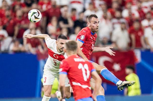 Czechia v Turkey, UEFA EURO, EM, Europameisterschaft,Fussball 2024, Hamburg, Germany Hamburg, Germany. 26th, June 2024. Merih Demiral (3) of Turkey and Tomas Chory (19) of Czechia seen during the UEFA Euro 2024 match in Group F between Czechia and Turkey at Volksparkstadion in Hamburg. Hamburg Germany  Copyright: xGonzalesxPhoto LassexLagonix
