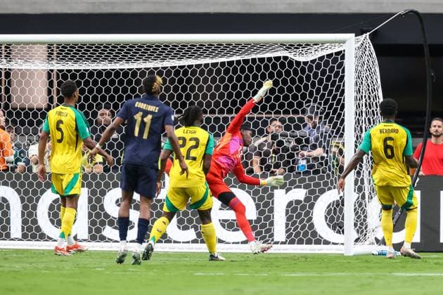 June 26, 2024: Jamaica goalkeeper Jahmali Waite (23) is unable to stop the ball from landing in the goal during the CONMEBOL Copa America Group B Stage match at Allegiant Stadium between Ecuador and Jamaica on June 26, 2024 in Las Vegas, NV. CSM. Las Vegas United States of America - ZUMAc04_ 20240626_zma_c04_024 Copyright: xChristopherxTrimx