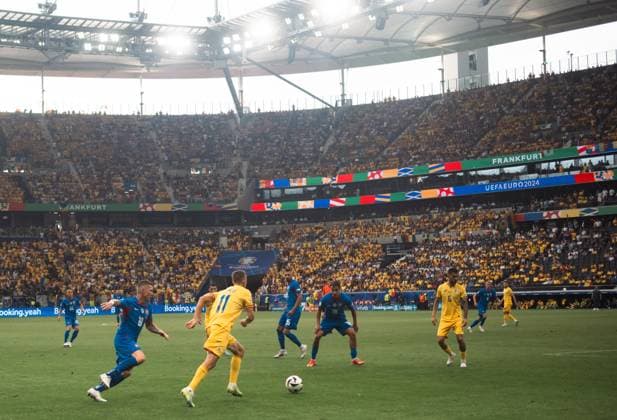 FRANKFURT AM MAIN, GERMANY - JUNE 26: a general v iew of the stadium during the UEFA EURO, EM, Europameisterschaft,Fussball 2024 group stage match between Slovakia and Romania at Frankfurt Arena on June 26, 2024 in Frankfurt am Main, Germany. Photo by Sebastian Frej Slovakia v Romania: Group E - UEFA EURO 2024 Copyright: xSebastianxFrejx