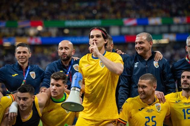 FRANKFURT AM MAIN, GERMANY - JUNE 26: Ianis Hagi of Romania celebrates during the UEFA EURO, EM, Europameisterschaft,Fussball 2024 group stage match between Slovakia and Romania at Frankfurt Arena on June 26, 2024 in Frankfurt am Main, Germany. Photo by Sebastian Frej Slovakia v Romania: Group E - UEFA EURO 2024 Copyright: xSebastianxFrejx