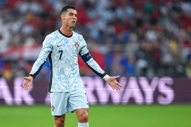 EM 2024: Georgien - Portugal am 26.06.2024 in der Veltins Arena in Gelsenkirchen Cristiano Ronaldo 7 of Portugal reacts.