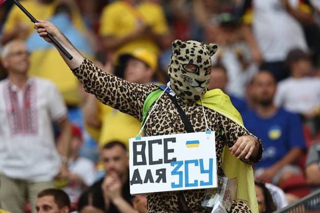 Sport Bilder des Tages Supporters (Ukraine) during the UEFA EURO, EM, Europameisterschaft,Fussball Germany 2024 match between Ukraine 0-0 Belgium at Stuttgart Arena on June 26, 2024 in Stuttgart, Germany. Noxthirdxpartyxsales  (257800169)