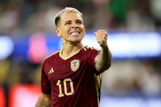 Venezuela v Mexico 26 June 2024 Inglewood USA, Copa America Venezuela v Mexico - Yeferson Soteldo of Venezuela celebrates victory. (Photo by Mark Leech). Inglewood California USA Copyright: xMarkxLeechxOffside