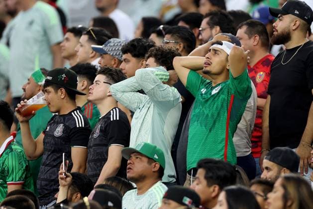 Venezuela v Mexico 26 June 2024 Inglewood USA, Copa America Venezuela v Mexico - Mexican supporters react to a missed chance. (Photo by Mark Leech). Inglewood California USA Copyright: xMarkxLeechxOffside