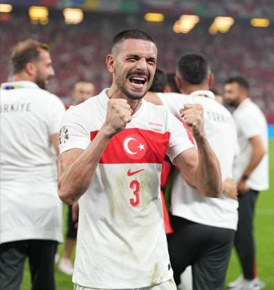 Euro 2024 - Turkey v Czechia Turkiye s player Merih Demiral celebrates his team victory after UEFA EURO, EM, Europameisterschaft,Fussball 2024 Group F football match between Turkiye and Czechia at Volksparkstadion in Hamburg, Germany, on 26 June, 2024. Photo by Mehmet Sirin Toplaoglu Depo Photos ABACAPRESS.COM Hamburg Germany  Copyright: xDepoxPhotos ABACAx