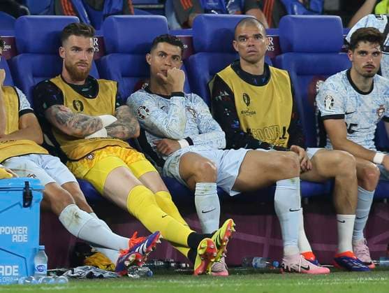 Football - 2024 UEFA European Championship, EM, Europameisterschaft Finals - Group F - Gerogia vs Portugal - Arena AufSchalke, Gelsenkirchen - Wednesday 26th Junes 2024 Cristiano Ronaldo of Portugal is seen after being substituted 
