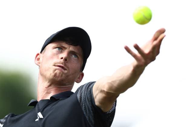 Billy Harris of Great Britain in action during their Quarter Final match. Rothesay International Eastbourne, Day 5, Tennis, Devonshire Park, Eastbourne, UK - 27 June 2024  Copyright: xJamesxMarsh Shutterstockx 14555505g