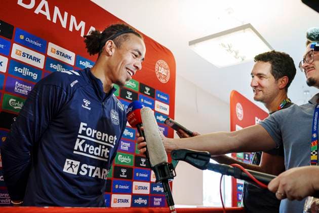 Yussuf Poulsen during the national team, Nationalteam s mixed zone in Freudenstadt, Thursday, June 27, 2024. (Photo: Liselotte Sabroe Ritzau Scanpix) , Freudenstadt Tyskland Copyright: Ritzau Scanpix LiselottexSabroex spdk20240627-102504-L