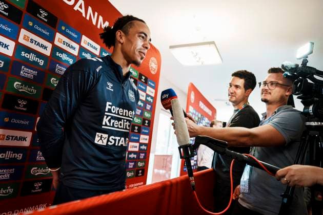 Yussuf Poulsen during the national team, Nationalteam s mixed zone in Freudenstadt, Germany Thursday June 27, 2024. (Photo: Liselotte Sabroe Ritzau Scanpix) , Freudenstadt Tyskland Copyright: Ritzau Scanpix LiselottexSabroex spdk20240627-104113-L