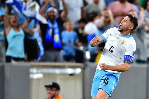 RECORD DATE NOT STATED Copa America USA 2024 Uruguay vs Bolivia Federico Valverde celebrates his goal 4-0 of Uruguay during the CONMEBOL Copa America 2024 group C match between Uruguay and Bolivia, at MetLife Stadium, on June 27, 2024 in East Rutherford, New Jersey, United States. EAST RUTHERFORD NEW JERSEY UNITED STATES  Copyright: xAdrianxMaciasx 20240627220851_CA_GC_2024_URU_BOL_VALVERDE54